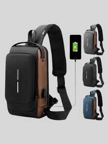 Waterproof Oxford Texture Men's Sling Chest Bag With Password Lock - Fashion Motorcycle Crossbody Bag With Phone Pocket, Zippers Closure For Daily Commute, Anti-Theft Crossbody Waist Pack Suitable For Outdoor Travel, Weddings, Easter, Perfect Gift For Father, Husband, Boyfriend And Teachers Side Bag Pouch Waterproof Backpack Belt Bag Festival Phone Bag