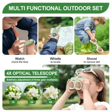 25pcs Kids Outdoor Camping Adventure Playset - Tent, Shovel, Lantern, Binoculars, Pot, Flashlight, Water Bottle, First Aid Kit, Watch - Random Colors, Gift For Boys & Girls, Party, Christmas, Back To School