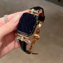 1 Piece Of High-End Leather Strap With A Ladies' Socialite Style, Compatible With Apple Watch 38/40/41/42/44/45/46/49mm Compatible With Apple Watch Ultra/S10/9/8/7/6/5/4/3/2/1