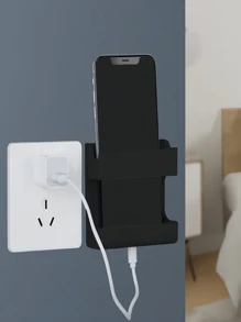 Wall-Mounted No Drilling Adhesive Mobile Charging Stand, Remote Control Holder Storage Box - Can Horizontally Place Mobile Phones For Viewing, Multifunctional Organizer Box For Household Appliances, Non-Slip, No-Drill Bedside Storage Rack, Suitable For Phones And Remotes, Space-Saving Bedside Storage Box, With Strong Adhesive, Plastic Multipurpose Storage Rack, Suitable For Home, Office, Car, Minimalistic Appearance, Easy Installation, Practical Shelving