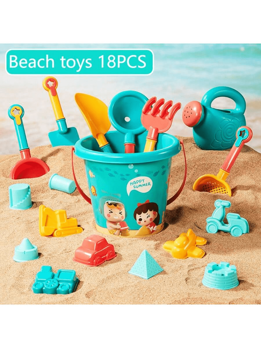 18pcs Beach Toys Set - Colorful Sand Play Essentials With Bucket, Shovel And Sand Castle Building Kits - Perfect For Enjoying Summer Fun At The Beach Or Backyard, Beach Accessories