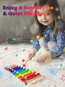Xilofono colorato in legno per bambini - Giocattolo musicale educativo Montessori, strumento a percussione a 8 note con bacchette, ideale per bambini da 0 a 3 anni, regalo perfetto per Ognissanti, Natale, compleanni