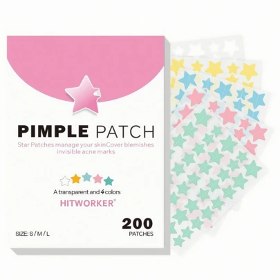 200/280 parches para el acné - Suaves y no irritantes, cubren eficazmente el acné y las imperfecciones - Parches en forma de estrella de colores variados, impermeables y transpirables, esenciales para el cuidado diario de la piel, prácticos para llevar, esenciales de viaje, secreto de belleza para fiestas, utilería fotográfica, adecuados para todo tipo de piel y edades.