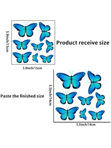 8pcs/Set Glow-In-The-Dark Blue Butterfly Decorative Stickers For Bedroom And Living Room Room Decor Home Decor Wall Stickers Wall Decor Personalised Stickers