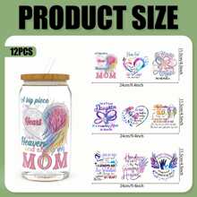 XRTHGS 12PCS/SET UV DTF Cup Wraps In Memory Of Mom Style Self-Adhesive Sticker For Coffee Cups, Water Bottles, Home Decor, Laptops And Refrigerator DIY Crafts(Mug Not Included)