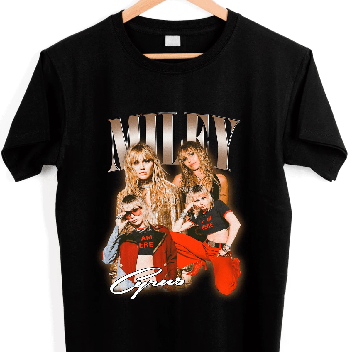 ADULT/CHILDREN'S T-SHIRT MILEY CYRUS UNISEX COTTON SHIRT - Black - View 1