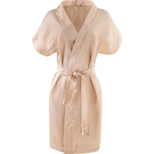 Satin Robe Bridesmaid Plain Women's Bathrobe With Sash - Champagne - View 3
