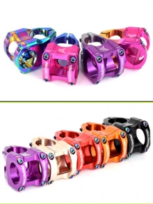 山地自行车空心车把支架，31.8*35mm高强度铝合金骑行车把支架，多角度可调立管提升骑行性能，防水防锈更耐用，做工精细，颜色鲜艳不褪色，适用于骑行配件、自行车配件，骑行爱好者的理想选择，馈赠亲友的完美礼物 - 彩色 - 查看 4