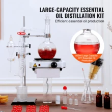Essential Oil Distillation Kit, 500ml Distillation Apparatus, 3.3 Boro Lab Glassware Distillation Kit With 1000W Heating Plate And 24, 40 Joint, 33 Pcs Set - View 2