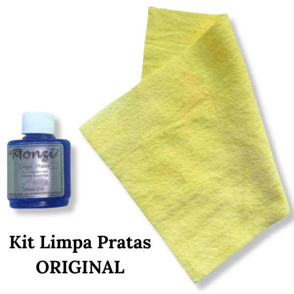 1 Monzi 35ml Limpa Prata Original + 1 unidade Flanela limpa joias pratas