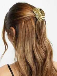 1pc Gold Metal Shell Barrette Hair Clip, Fashion Hair Accessory For Women And Girls Summer Hair Claws Claw Clips Hair Clips Hair Jaw Clip Hair Clamps Hair Clutch Hair Catcher Clip