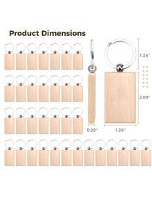 30 件木制圆盘钥匙扣，创意小礼物，工艺木制钥匙圈吊坠学校汽车配件可爱哥特 Y2k 万圣节配件教师节包挂绳带身份证夹汽车配件包饰 - 木質色 - 查看 9