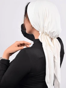 1pc New Solid Color Wide Brim Headscarf Hat Women Hat For Dress - A - View 5