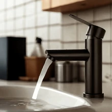 1 pezzo Rubinetto elegante in acciaio inossidabile per acqua calda e fredda per il lavandino del bagno, perfetto per lavarsi le mani e il viso in bagno o per l'uso nel lavello della cucina