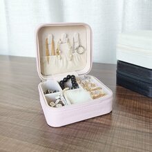 1 pezzo Scatola portagioie in pelle PU con specchio, custodia portatile per esporre gioielli, scatola regalo per orecchini, collane, anelli, orologi, bracciali, rossetti e altri accessori, scatola a doppio strato per riporre oggetti
