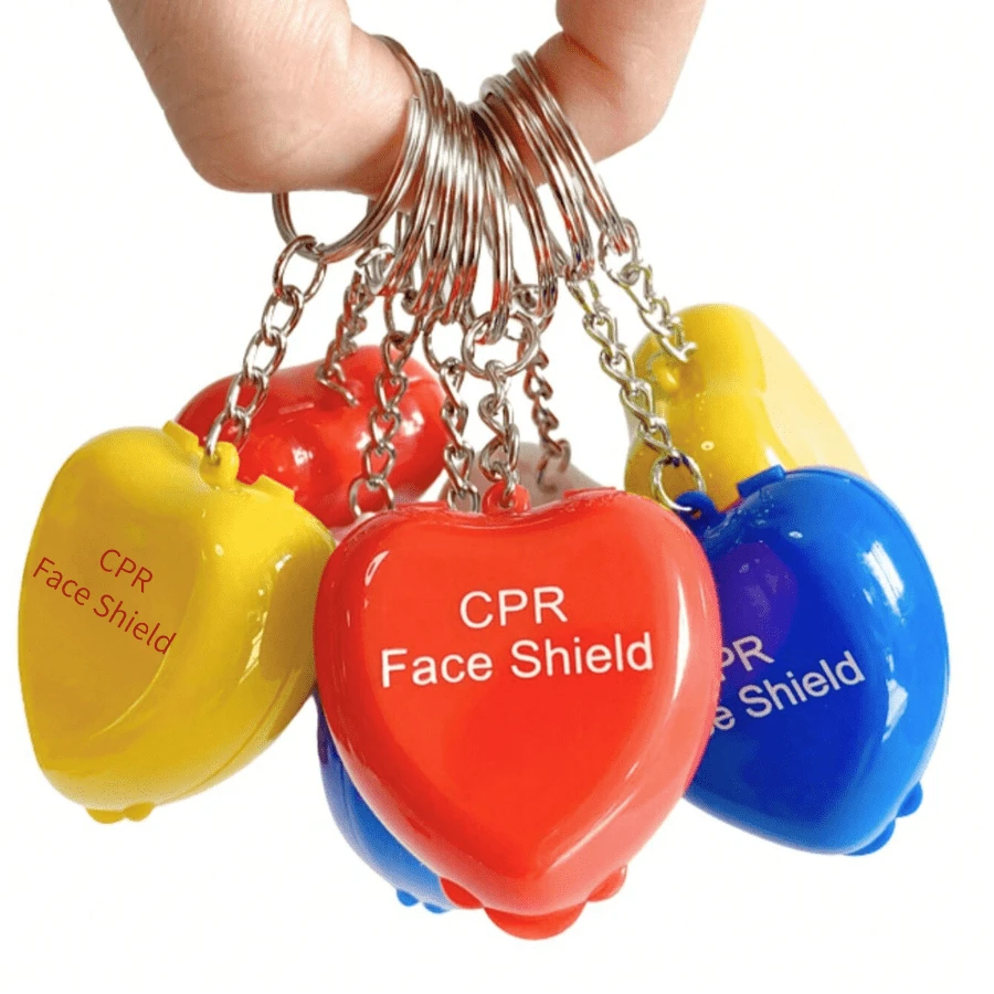 1PC Cardiopulmonary Resuscitation Mask, Mask Key Chain, Outdoor Cardiopulmonary Resuscitation Mask, Pocket Mask, Tool, Heart Shape