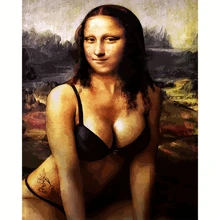 1 Pc Mona Lisa Fun Canvas Wall Art, Leonardo Da Vinci Style Hanging Poster , Humorous Vintage Prints For Wall Decor Pictures,Home Accessories Aesthetic,Suitable For Living Room Decor Bedroom Home Decor,House Decor,Kitchen Bathroom Decor & Office - Perfect Gift For Birthday, Thanksgiving, Halloween, Christmas, Religion- No Frame