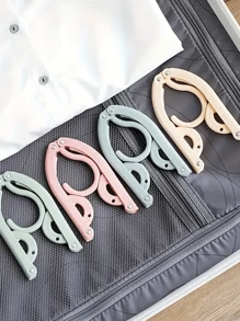 Portable Foldable Travel Clothes Hanger - Space-Saving Folding Design, Plastic Multi-Color Hanger, Suitable For Luggage, Closet Organization And Travel Essential, Lightweight And Easy To Fold Clothes Hanger - Must-Have Cruise Accessory, Space-Saving Clothes Drying Rack, Garment Hanger, Travel Clothes Rack (Random Color) Travel Essentials Travel Accessories Vacation Summer Holiday Back To School