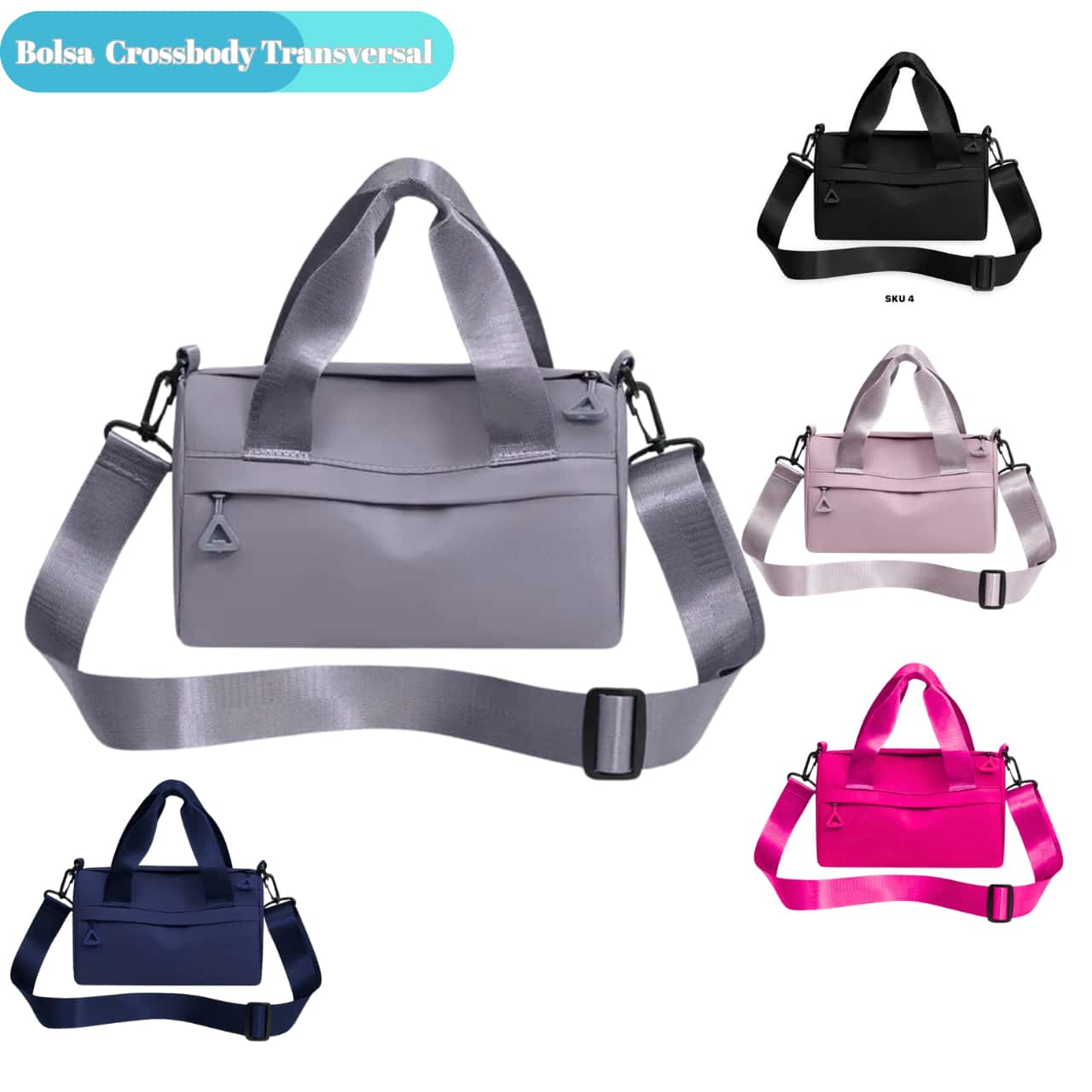 Women's Crossbody Bag Small Waterproof Fabric Toiletry Bag - Xám - Xem 1