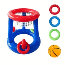 1 Set aufblasbarer Pool Basketball Set, mit schwimmenden Ringen, Strandball Wurfspiel, Pool Aufblasbares, geeignet für Sommerfest Unterhaltung, Wasserkampfspiele, ohne Strom erforderlich, strapazierfähiges PVC Material, Outdoor Wasseraktivitätsausrüstung | Interessantes Design | Aufblasbare Struktur, ideales Urlaubs- oder Geburtstagsgeschenk, geeignet für Familienunterhaltung und Outdoor-Erholung, Wasserspiele, Strandspiele, Outdoor-Spiele, Sport und Unterhaltung, Pool Aufblasbares