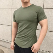 Men's 100% Ribbed T-Shirt - Army Green - View 2