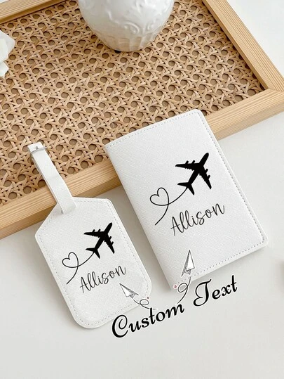 Personalized Passport Cover And Luggage Tag, Personalized Passport Cover, Printed Luggage Tag, Personalized Luggage Tag, Luggage Travel Set, Bridesmaid Proposal, Customized Luggage Tag, Honeymoon Gift, Travel Gift, Customized Passport, Travel Accessories, Traveler Gift