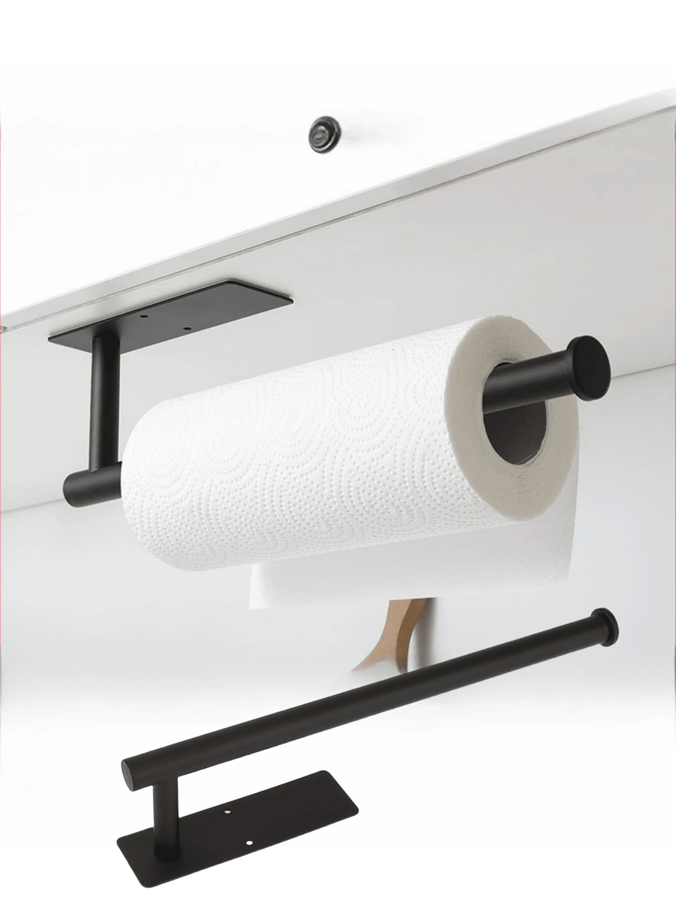 1pc Wall-Mounted Kitchen Paper Roll Holder & Dispenser, Silver Paper Towel Rack