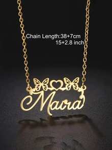 Colar Personalizado com Pingente de Borboleta em Formato de Coração Dourado com Nome - Elegante Pingente de Aço Inoxidável com Palavras Gravadas, Decoração Casual ou Presente, Corrente Requintada, Artesanato de Alta Qualidade, O Melhor Presente para Amigos e Amantes