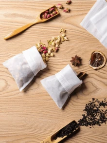 100pcs Non-Woven Reusable Tea Bag - Resealable, Lint-Free, Suitable For Restaurants, Cafes And Home Use - Perfect For Loose Leaf Tea, Spices And Herbs, Non-Woven Tea Filter Bags With Drawstring For Tea Infuser, Applicable For Restaurants, Hotels, Home Gatherings, Theme Parties, Weddings, Birthdays, Random Colors And Styles