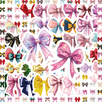 54 Pieces Cute Bow Doodle Stickers - Floral & Glitter Design For DIY Crafts, Laptop, Helmet, Water Bottle Decoration, Helmet Stickers | Glitter Effect | Decorative Elements, Cute Stickers School Supplies,Back To School