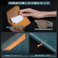 名刺入れ メンズ プエブロレザー 本革 日本製 名刺ケース 薄型 25枚収納 名刺が折れない ビジネス 就職祝い クリスマス - グリーン - チェックする 8