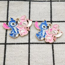 5/10 piezas de accesorios de joyería con dijes de personajes de Disney de esmalte chapados en oro de metal de aleación para manualidades y creación de joyas