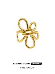 Elegant Stainless Steel Big Flower Ring, Gold Color, New Open Ring Design, Finger Jewelry, Wedding Gift, Punk Style, Valentine's Day Gift, Gift For Mom, Mother's Day - Flower - View 15