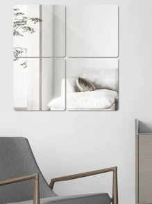 4 Stück selbstklebende Acrylspiegel-Bögen in HD-Qualität, rahmenloser flexibler Spiegelbelag ohne Glas, Spiegelaufkleber für Heim-Wanddekoration, geeignet für Fitnessstudio, Wohnzimmer, Schlafzimmer, Büro, ideal als Geschenk für Freunde und Familie.