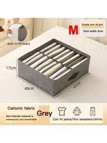1PC Gray Clothes Storage Box, Pants Storage Box, Partition Storage Tool, Wardrobe Storage, Double Row Clothes And Pants Storage Box, Suitable For Home Storage And Organization