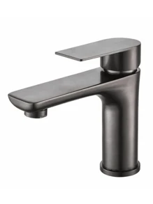 1 pezzo Rubinetto moderno in acciaio inossidabile a doppia manopola con foro singolo, anti-schizzi, finitura brunita, nucleo in ceramica, ideale per cucina, lavanderia e bagno
