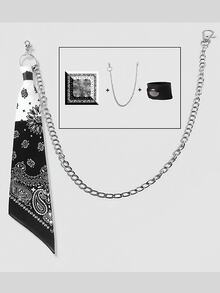 1条时尚百搭腰果花印花围巾，嘻哈街舞风格头巾 - 彩色 - 查看 6