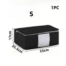 Holiday Decoration & Storage Items, Clothing & Wardrobe Storage Supplies, Clothing Bedding, Blankets, Storage Bags, Foldable Zipper Storage Boxes, Large Capacity Clothing Storage Boxes, Grey With Handles - Black - View 14