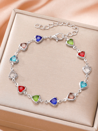 1pc Minimalist Colorful Heart Shaped Bracelet For Women