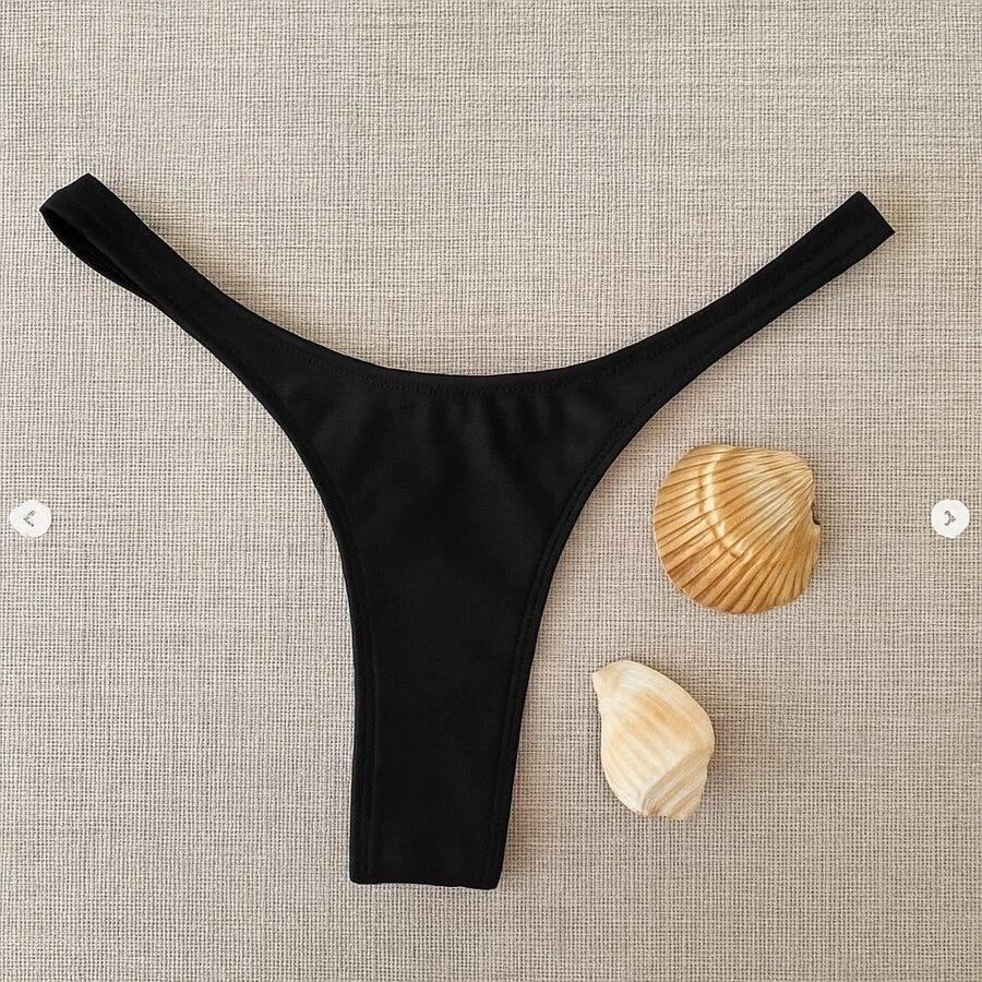 Sexy Plain Bikini Bottom Black - Black - View 1