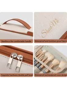 1个多功能PVC化妆包，夏季旅行化妆品收纳包，防水浴室收纳袋，可装护肤品、化妆刷、眼影盘、粉饼、乳液、口红、首饰，伴娘礼物、母亲节礼物、送给朋友和老师的礼物 - 彩色 - 查看 8