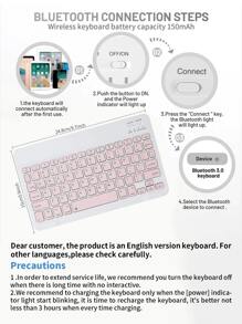 Toetsenbordhoes compatibel met Galaxy Tab en iPad, Redmi Pad SE, 360 graden draaibare hoes met afneembaar draadloos Bluetooth-toetsenbord (150 mAh) en penhouder, portret-/landschapsmodus (roze)