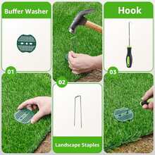 1 Set Artificial Grass Lawn Carpet, Dog Grass Mat With Drainage Holes And Replacement Artificial Grass Turf, Comes With Hook Remover U-Pegs And Spacers, Dog Potty Training Cleaning Mat, Easy To Clean, No Mess, PRT Backing, Pet Friendly Material, Decorative Garden Landscape Artificial Grass, Outdoor Faux Green Grass Mat, Grass For Indoor Outdoor Balcony Backyard Patio Gate Pool Deck Dogs And Cats - Multicolor - View 9