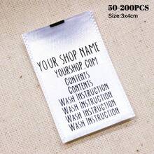 Custom Printed 50-200PCS Satin Care Labels,White Labels Black Print Straight Cut No Folds,Personalized Clothing Sewing Labels Clothes Washable Label, Men's And Women's Clothing Collar,Name Fabric White Tags With Multicolor Design, Exquisite Embroidered Personalized Handmade Tags For Clothing, Bags, Dress, T-Shirt, Hat, Scarf ,School Uniforms, Bed Sheets, Hats, Socks, School Bags, Etc. - White - View 2