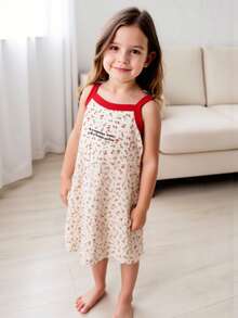 2pcs Young Girl Floral Print Cute Nightgown Set - Multicolor - View 5