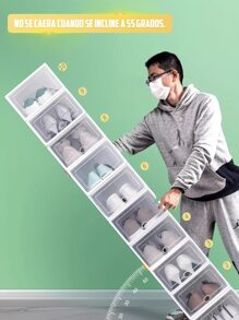 CasaBella 14 piezas Caja de zapatos de almacenamiento, zapatero apilable, caja de zapatos de plástico para el hogar