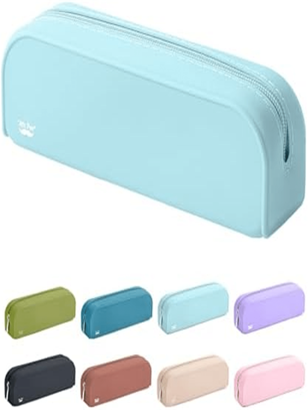 Nuevo estuche de lápices de silicona de gran capacidad y unicolor, organizador de útiles escolares, caja de lápices de silicona rectangular, bolsa de almacenamiento de cosméticos