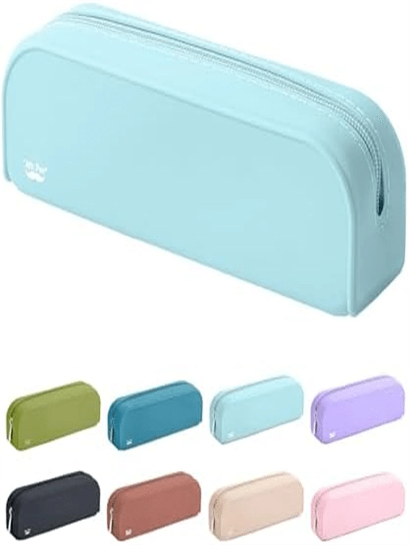 New Large Capacity Silicone Solid Color Pencil Case, Student Stationery Organizer Bag, Rectangular Silicone Pencil Box, Cosmetics Storage Pouch - Multicolor - View 1