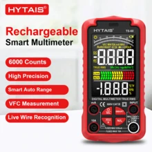 Multimètre intelligent HYTAIS TS-60, 6000 mesures, rechargeable Type-C, écran couleur, mesure de la tension et du courant continu et alternatif, VFC, résistance, capacité, température, Hz, détection de fil sous tension - Rouge - Voir 2