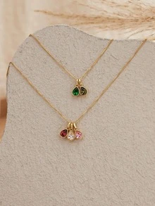 Customized Birthstone Necklace, 18K Gold Gemstone Necklace, Multiple Birthstone Necklace, Grandmother Necklace, Mother's Day Gift For Her,Black,Silver,Gold,Stylish,Colorful,Vintage,Simple,Unisex,Casual,Cuties,Custom,Personalized,Unique,Ideal Gifts For Him,Ideal Gifts For Her,Her,Boyfriend,Girlfriend,Dad,Mom,Family,Friends,For Anniversaries,For Birthdays,For Graduation,For Prom,For Party,Customized Fashion Jewelry - Multicolor - View 4